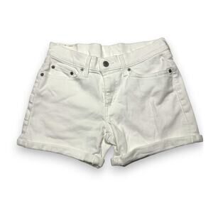 Levis White Denim Rolled Hem Mid Rise Shorts Women Size 27